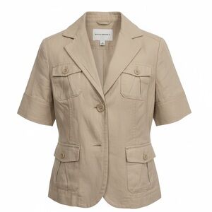 Banana Republic Linen Silk Safari Inspired Short Sleeve Blazer Cinched Waist 6